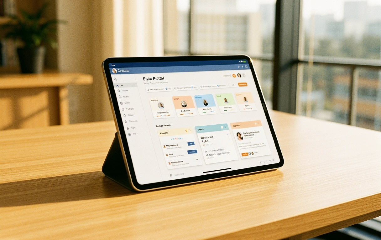 Employee portal interface on tablet